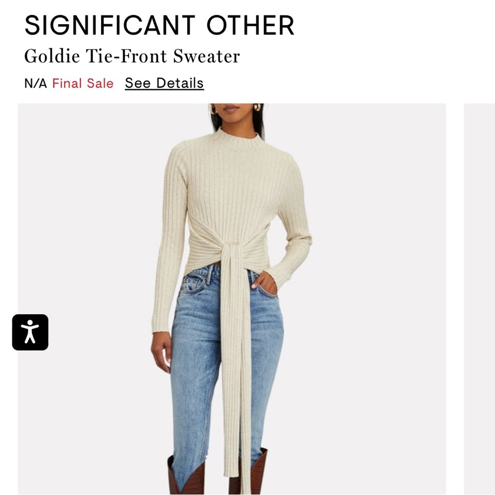 Significant Other ribbed tie front sweater